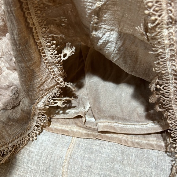 ❤️Pretty Angel  Brown Double Layer Linen Blend Lace Skirt Boho Lagen Look … - Picture 14 of 16